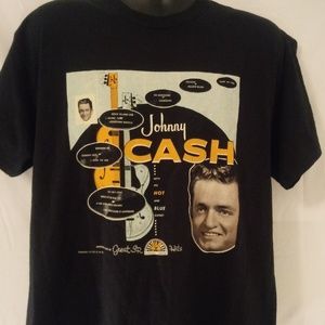 Johnny Cash Sun Records Album T-shirt graphic on front